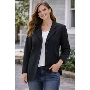 Kasper & Co Women's Black 100% Wool Blazer Jacket Size 16 Classic Career
